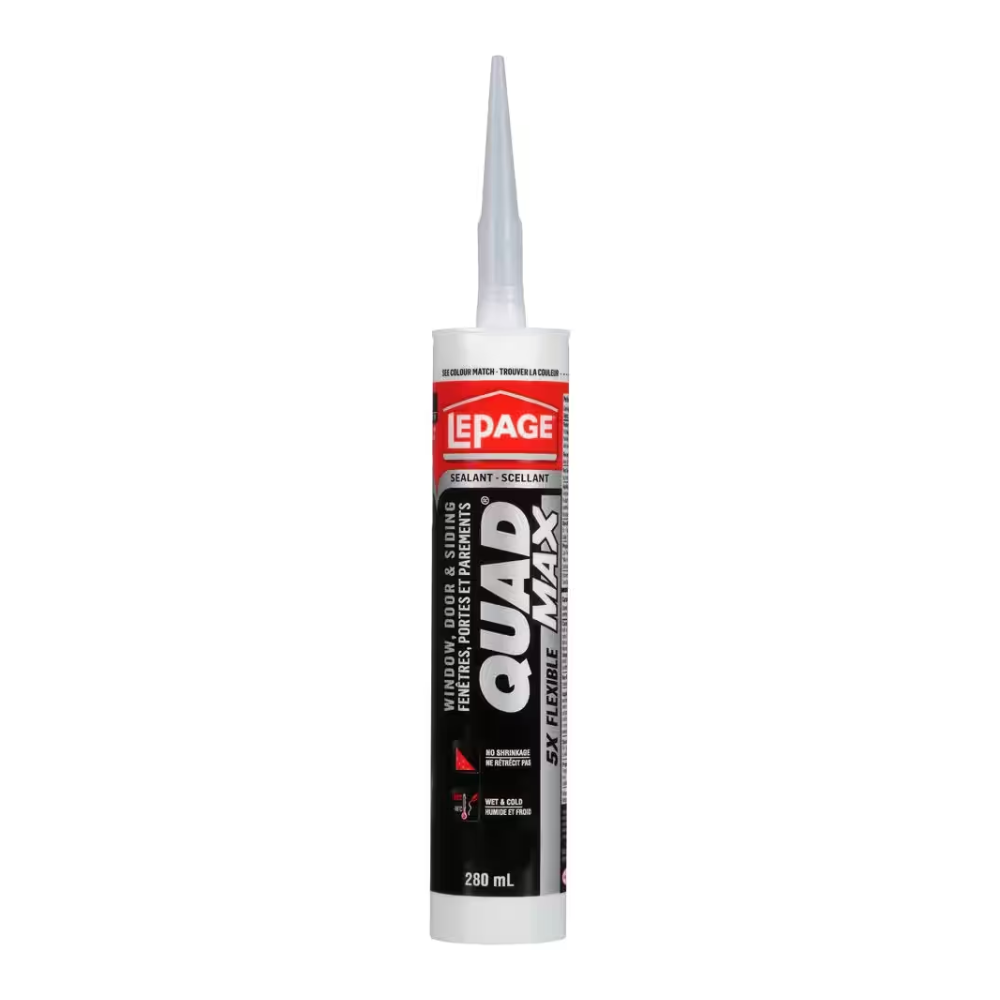 LePage QUAD MAX 280mL Blanc #001 Scellant flexible pour fenêtres, portes et revêtements tout temps - Giga-Site