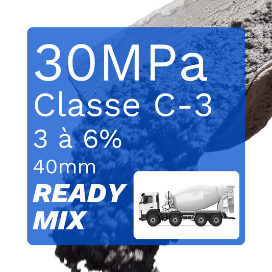 Béton coulé en place 30MPa à 28 jours 3 à 6% 40mm C-3
