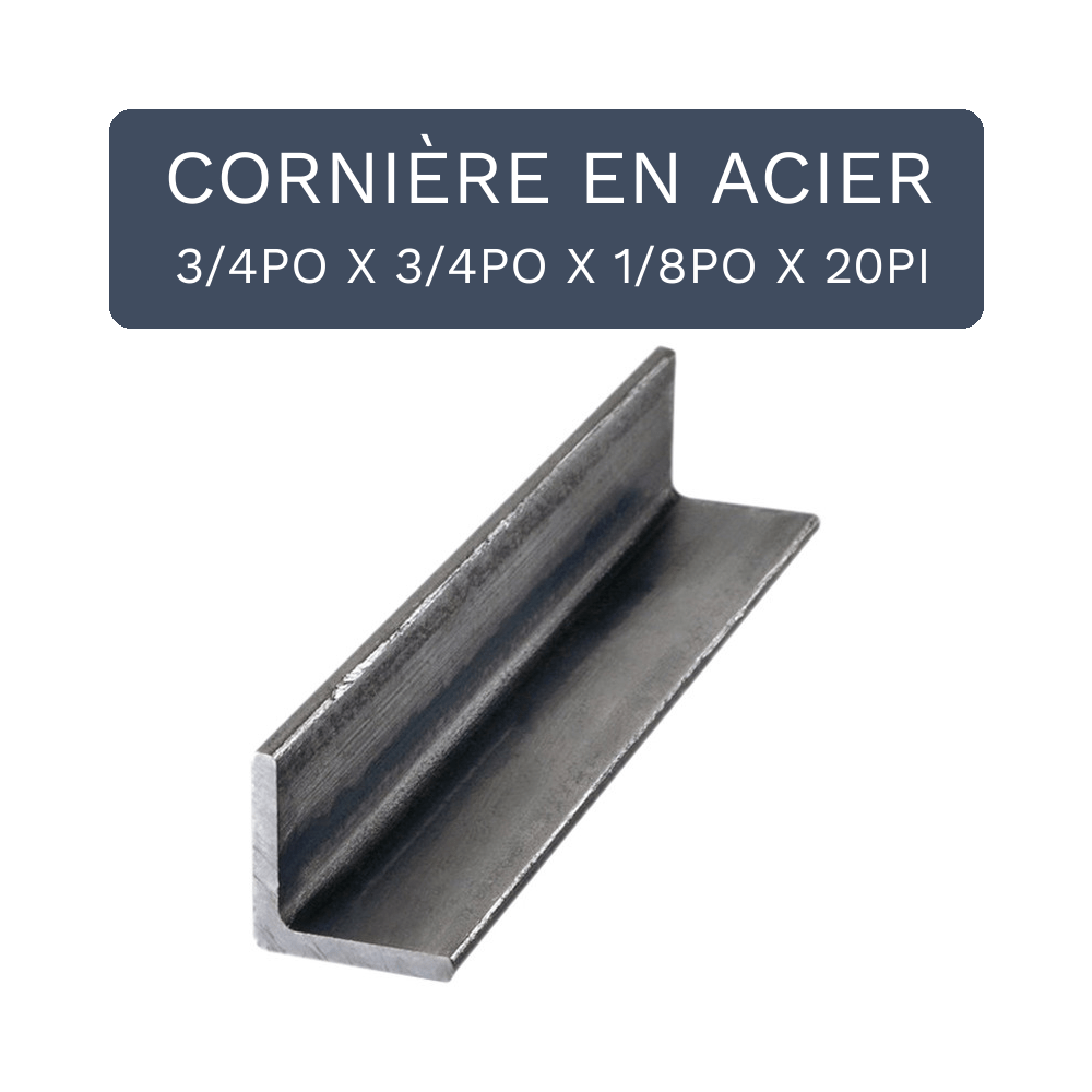 Cornière 3/4PO X 3/4PO X 1/8PO X 20PI