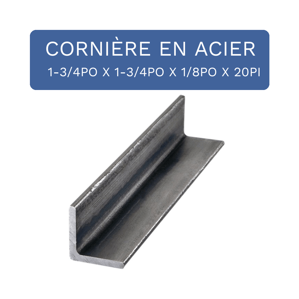 Cornière 1 3/4PO X 1 3/4PO X 1/8PO X 20PI